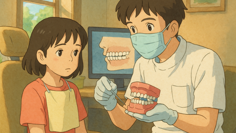 診断時にはこのように模型を見て頂いたりします。