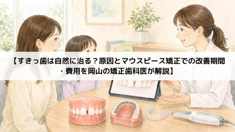 【すきっ歯は自然に治る？原因とマウスピース矯正での改善期間 ・費用を岡山の矯正歯科医が解説】